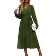 thumbnail image 1 of PRETTYGARDEN Women's Maxi Dress Fall Long Sleeve Wrap V Neck Ruffle Flowy Belted Spring Wedding Guest Vacation, 1 of 8