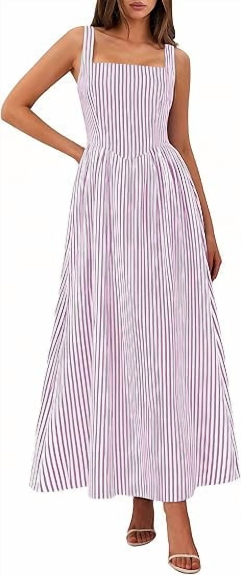 purple and white striped dress Girls' Striped Twirl Dress