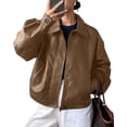 thumbnail image 1 of PRETTYGARDEN Women's Faux Leather Oversized Motorcycle Jackets Fall Zip Up Jacket, Collared Neck, Button Cuff, Relaxed Fit, Long Sleeve, Casual Outerwear, Winter Coats, Fashion Clothing, 1 of 8