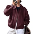 thumbnail image 1 of PRETTYGARDEN Women's Faux Leather Oversized Motorcycle Jackets Fall Zip Up Jacket, Collared Neck, Button Cuff, Relaxed Fit, Long Sleeve, Casual Outerwear, Winter Coats, Fashion Clothing, 1 of 8