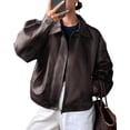 thumbnail image 1 of PRETTYGARDEN Women's Faux Leather Oversized Motorcycle Jackets Fall Zip Up Jacket, Collared Neck, Button Cuff, Relaxed Fit, Long Sleeve, Casual Outerwear, Winter Coats, Fashion Clothing, 1 of 8