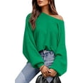 thumbnail image 1 of PRETTYGARDEN Women's Off The Shoulder Sweater Fall Fashion Pullover Long Sleeve Boat Neck Oversized Ribbed Knit Tops, 1 of 8