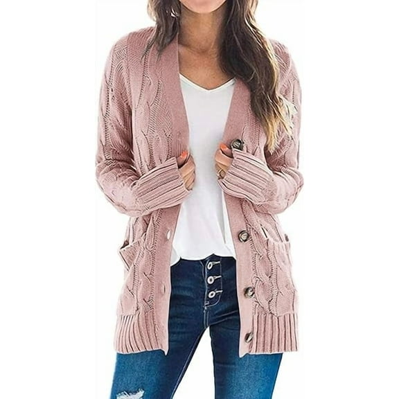 PRETTYGARDEN Women's Open Front Cardigan Sweaters Fall Fashion Button Down Cable Knit Chunky Winter Outerwear Coats