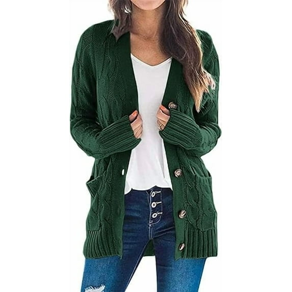 PRETTYGARDEN Women's Open Front Cardigan Sweaters Fall Fashion Button Down Cable Knit Chunky Winter Outerwear Coats