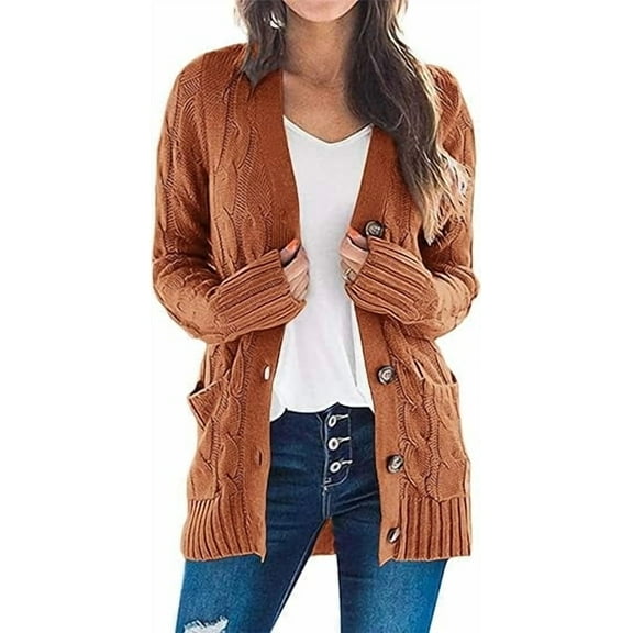 PRETTYGARDEN Women's Open Front Cardigan Sweaters Fall Fashion Button Down Cable Knit Chunky Winter Outerwear Coats