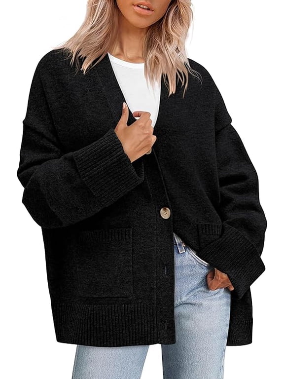 Women's Oversized Cardigan Sweaters Trendy Chunky Knit Long Sleeve V Neck Button Down Fall Winter Outfits