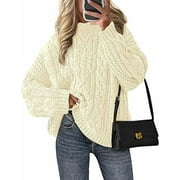 PRETTYGARDEN Women's Oversized Fall Sweaters Casual Long Sleeve Crewneck Chunky Cable Knit Pullover Tops Winter Clothes