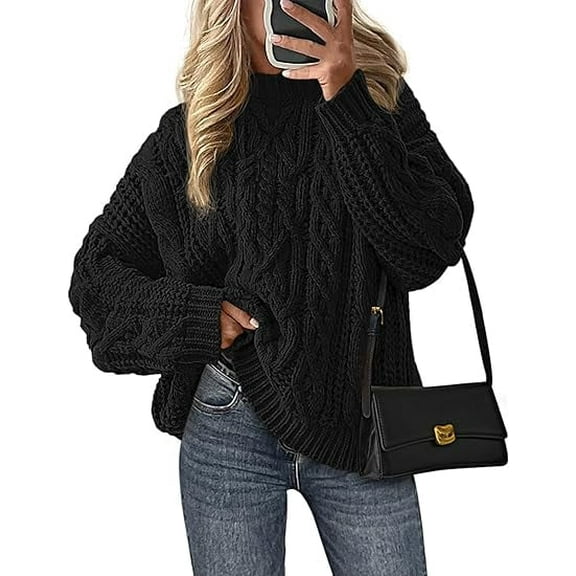 PRETTYGARDEN Women's Oversized Fall Sweaters Casual Long Sleeve Crewneck Chunky Cable Knit Pullover Tops Winter Clothes