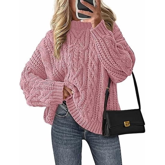 PRETTYGARDEN Women's Oversized Fall Sweaters Casual Long Sleeve Crewneck Chunky Cable Knit Pullover Tops Winter Clothes