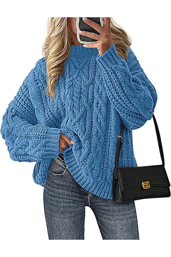 Women's Oversized Fall Sweaters Casual Long Sleeve Crewneck Chunky Cable Knit Pullover Tops Winter Clothes