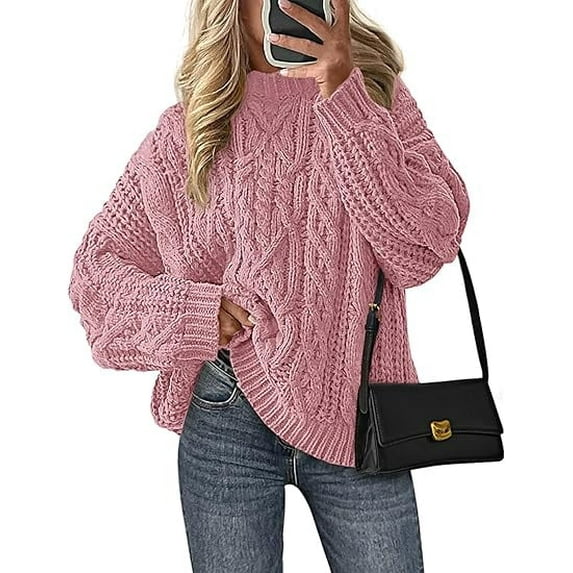 PRETTYGARDEN Women's Oversized Fall Sweaters Casual Long Sleeve Crewneck Chunky Cable Knit Pullover Tops Winter Clothes