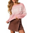 thumbnail image 1 of PRETTYGARDEN Women's Fair Isle Oversized Sweater Relaxed Fit, Soft Cozy Knit, Long Sleeve Pullover, Crew Neck, Going Out Tops, Fall Holiday Outfits, Winter Fashion Clothing, 1 of 8