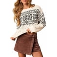 thumbnail image 1 of PRETTYGARDEN Women's Fair Isle Oversized Sweater Relaxed Fit, Soft Cozy Knit, Long Sleeve Pullover, Crew Neck, Going Out Tops, Fall Holiday Outfits, Winter Fashion Clothing, 1 of 8