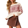 thumbnail image 1 of PRETTYGARDEN Women's Fair Isle Oversized Sweater Relaxed Fit, Soft Cozy Knit, Long Sleeve Pullover, Crew Neck, Going Out Tops, Fall Holiday Outfits, Winter Fashion Clothing, 1 of 8