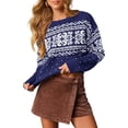 thumbnail image 1 of PRETTYGARDEN Women's Fair Isle Oversized Sweater Relaxed Fit, Soft Cozy Knit, Long Sleeve Pullover, Crew Neck, Going Out Tops, Fall Holiday Outfits, Winter Fashion Clothing, 1 of 8