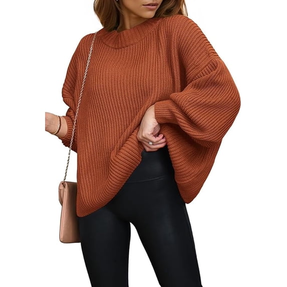 PRETTYGARDEN Women's Oversized Sweaters Sleeve Crew Neck Jumper Tops Chunky Knit Pullover Sweater
