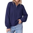thumbnail image 1 of PRETTYGARDEN Women's Quarter Zip Pullover Oversized Sweaters Collared Neck, Long Balloon Sleeve, Jumper Tops, Soft Cozy Knit, Ribbed Hem, Loose Fit, Fall Outfits, Winter Fashion Clothing, 1 of 9