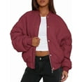 thumbnail image 1 of PRETTYGARDEN Women's Quilted Bomber Jacket Fall Fashion 2025 Lightweight Cropped Zip up Outerwear Winter Puffer Coats Pockets, 1 of 8
