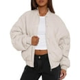 thumbnail image 1 of PRETTYGARDEN Women's Quilted Bomber Jacket Fall Fashion 2025 Lightweight Cropped Zip up Outerwear Winter Puffer Coats Pockets, 1 of 6