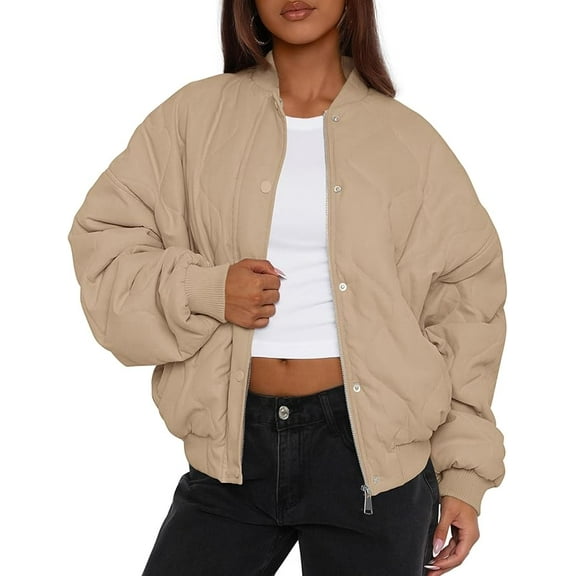 PRETTYGARDEN Women's Quilted Bomber Jacket Fall Fashion 2025 Lightweight Cropped Zip up Outerwear Winter Puffer Coats Pockets