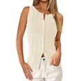 thumbnail image 1 of PRETTYGARDEN Women's Ribbed Tank Tops Summer Open Front Button Down Sleeveless Shirts Going Out Spring Fashion Vest Tops, 1 of 10
