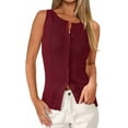 thumbnail image 1 of PRETTYGARDEN Women's Ribbed Tank Tops Summer Open Front Button Down Sleeveless Shirts Going Out Spring Fashion Vest Tops, 1 of 10