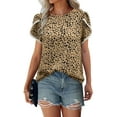 thumbnail image 1 of PRETTYGARDEN Women's Shirts Summer Casual Crewneck Lace Crochet Short Sleeve Blouses Cute Floral Print Loose Tunic Tops, 1 of 6