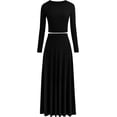 thumbnail image 1 of PRETTYGARDEN Women's Spring 2 Piece Outfits Dressy Casual Ribbed Knit Long Sleeve Crop Tops Maxi Flowy Skirts Matching Sets, 1 of 10