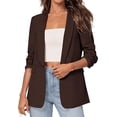 thumbnail image 1 of PRETTYGARDEN Women's Spring Blazers Business Casual Outfits Open Front Ruched 3/4 Sleeve Lightweight Work Suits Jackets, 1 of 9
