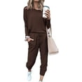 thumbnail image 1 of PRETTYGARDEN Women's Spring Fall 2 Piece Lounge Outfit Long Sleeve Crewneck Pullover Tops High Waisted Pants Set Tracksuit, 1 of 6