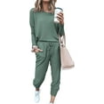 thumbnail image 1 of PRETTYGARDEN Women's Spring Fall 2 Piece Lounge Outfit Long Sleeve Crewneck Pullover Tops High Waisted Pants Set Tracksuit, 1 of 6