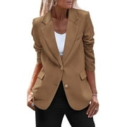 PRETTYGARDEN Women's Spring Fall Business Casual Blazers Long Sleeve Notch Lapel Trendy Work Office Blazer Jackets Outerwear
