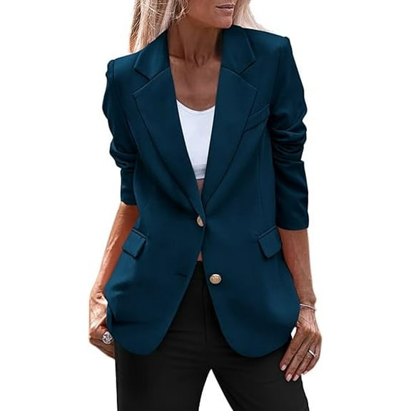 PRETTYGARDEN Women's Spring Fall Business Casual Blazers Long Sleeve Notch Lapel Trendy Work Office Blazer Jackets Outerwear