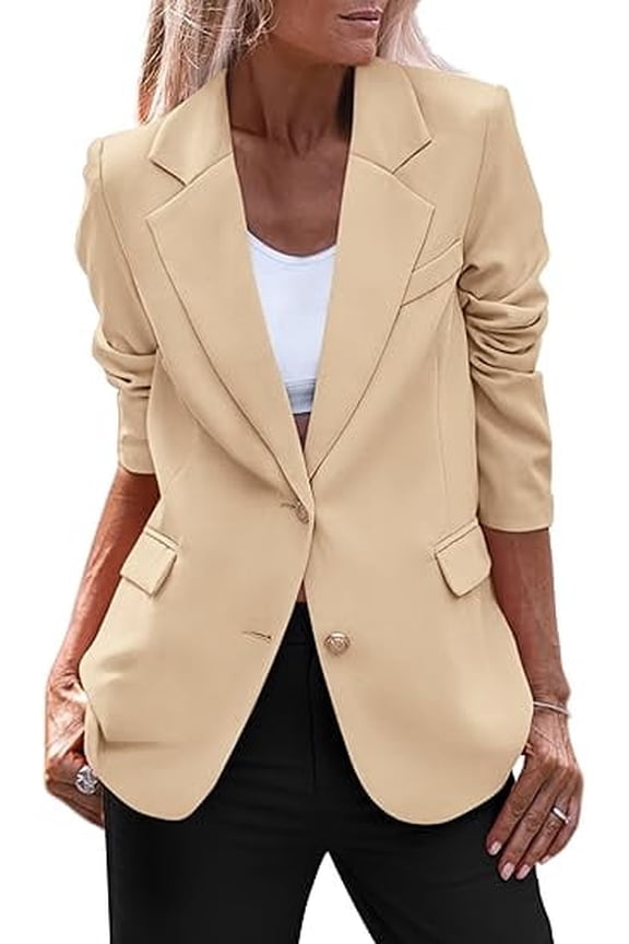 Women's Spring Fall Business Casual Blazers Long Sleeve Notch Lapel Trendy Work Office Blazer Jackets Outerwear