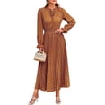 thumbnail image 1 of PRETTYGARDEN Women's Spring Fall Midi Dress Casual Long Sleeve V Neck Swiss Dot Pleated A Line Flowy Dresses, 1 of 8