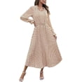 thumbnail image 1 of PRETTYGARDEN Women's Spring Fall Midi Dress Casual Long Sleeve V Neck Swiss Dot Pleated A Line Flowy Dresses, 1 of 8