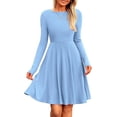 thumbnail image 1 of PRETTYGARDEN Women's Spring Fall Short Dress Ribbed Knit Crewneck Long Sleeve A Line Flowy Casual Elegant Going Out Dresses, 1 of 9