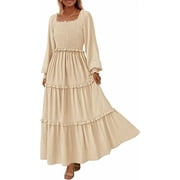 knee length dresses for ladies Picture Perfect Floral Long Sleeve Smocked Maxi with Crochet Lace – xoxo,  klowe