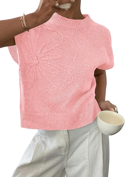 Spring Pullover PRETTYGARDEN Women's Spring Sweater Vest Trendy Flower Knit Short ...