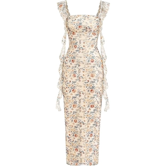 PRETTYGARDEN Women's Spring Wedding Guest Dress Summer Formal Sleeveless Elegant Floral Lace Cocktail Maxi Long Dresses