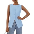 thumbnail image 1 of PRETTYGARDEN Women's Suit Vest Tops Summer Dressy Casual Business Button Sleeveless Trendy Fashion Blazer Waistcoat, 1 of 6
