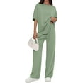 thumbnail image 1 of PRETTYGARDEN Women's Summer 2 Piece Lounge Set Short Sleeve Tops Wide Leg Pants Spring Vacation Travel Outfits Clothes, 1 of 10