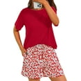 thumbnail image 1 of PRETTYGARDEN Women's Summer 2 Piece Outfits Lounge Sets Short Sleeve Tee Shirts Tops Blouses Pockets Printed Shorts Tracksuit, 1 of 9