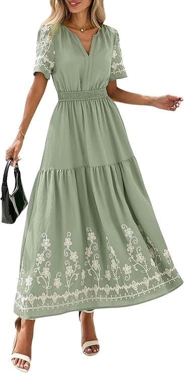 long flowy dresses for summer Boho Maxi Dress Women PRETTYGARDEN Women's Boho Maxi Dress – Floral V-Neck A-Line Dress Beach & Weddings flowy summer dresses
