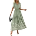 thumbnail image 1 of PRETTYGARDEN Women's Summer Boho Maxi Dress Spring Floral Short Sleeve V Neck A Line Flowy Beach Wedding Guest Dresses, 1 of 9