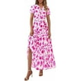 thumbnail image 1 of PRETTYGARDEN Women's Summer Boho Maxi Dresses Floral Short Sleeve V Neck A Line Tiered Flowy Long Beach Vacation Dress, 1 of 8