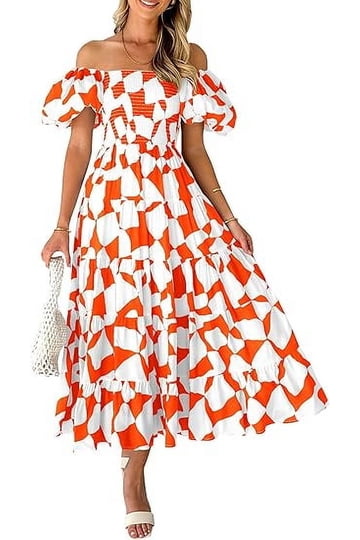 knee length dresses for ladies PRETTYGARDEN Womens Summer Strapless Maxi Dresses Ruffle Tube Asymmetr
