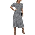 thumbnail image 1 of PRETTYGARDEN Women's Summer Casual Boho Dress Floral Print Ruffle Puff Short Sleeve Flowy Midi Beach Party Dresses, 1 of 8