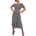thumbnail image 1 of PRETTYGARDEN Women's Summer Casual Boho Dress Floral Print Ruffle Puff Short Sleeve Flowy Midi Beach Party Dresses, 1 of 8