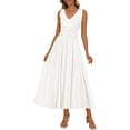 thumbnail image 1 of PRETTYGARDEN Women's Summer Casual Dresses Spring Sleeveless V Neck Midi Business Work A Line Pleated Cocktail Dress, 1 of 9